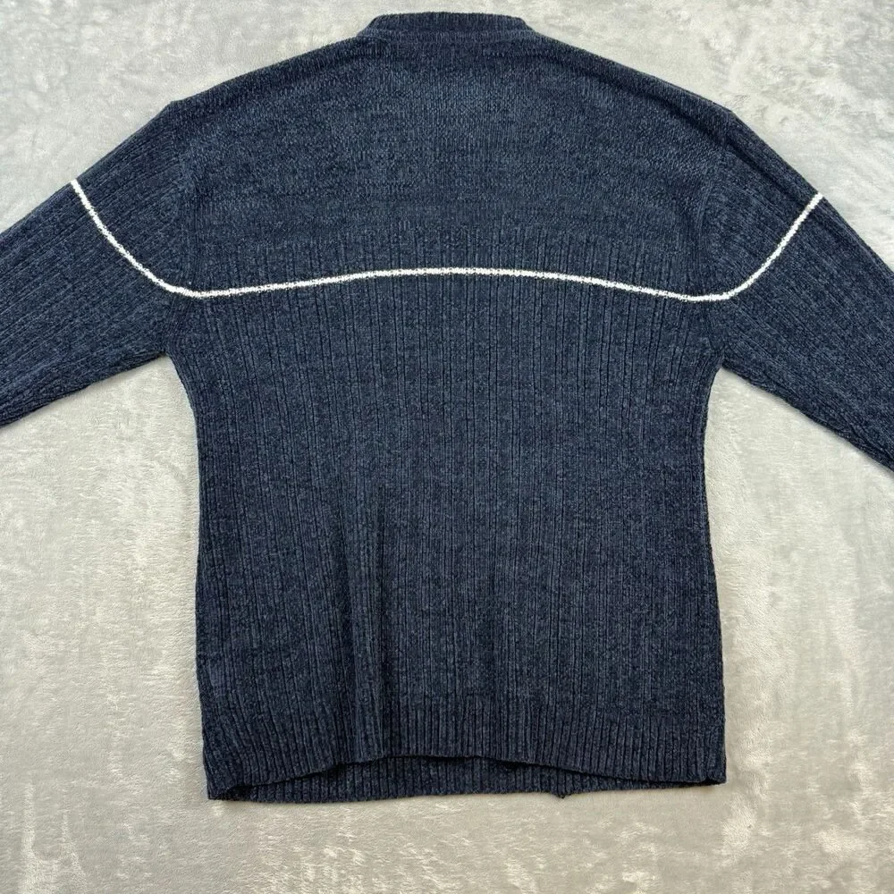 Vintage Faded Glory Navy Crewneck Sweater Large Acrylic Rib Knit Pullover